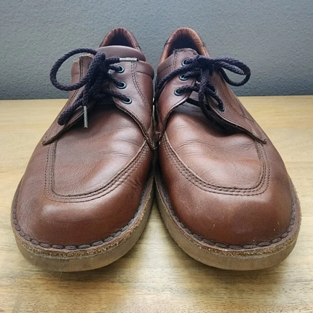 Vintage Dexter Light Brown Tan Leather Vibram Shoes Mens Size 10 USA